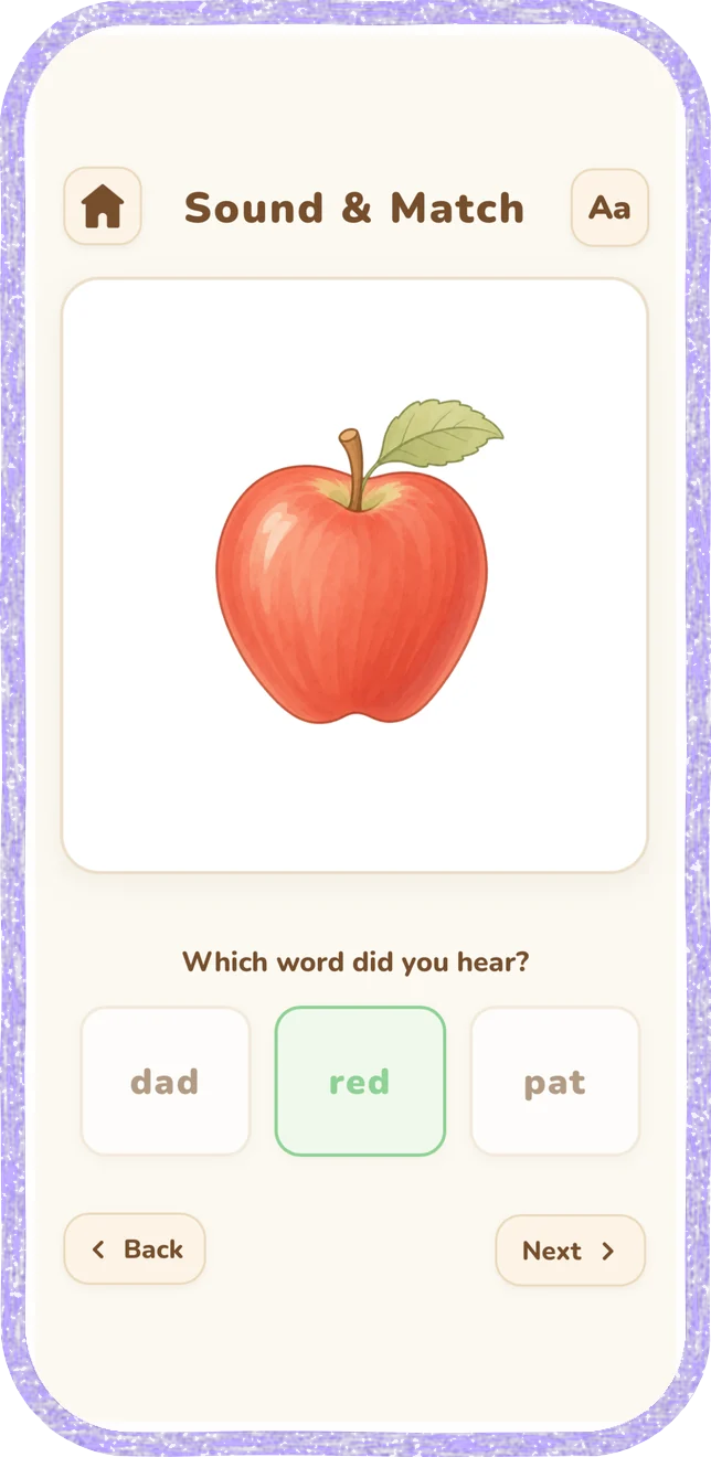 Sound and Match: which word did you hear?